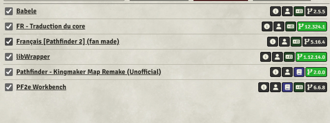 Liste des modules que j'utilise sur FoundryVTT