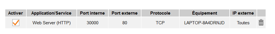 capture d'écran d'affichage du résultat